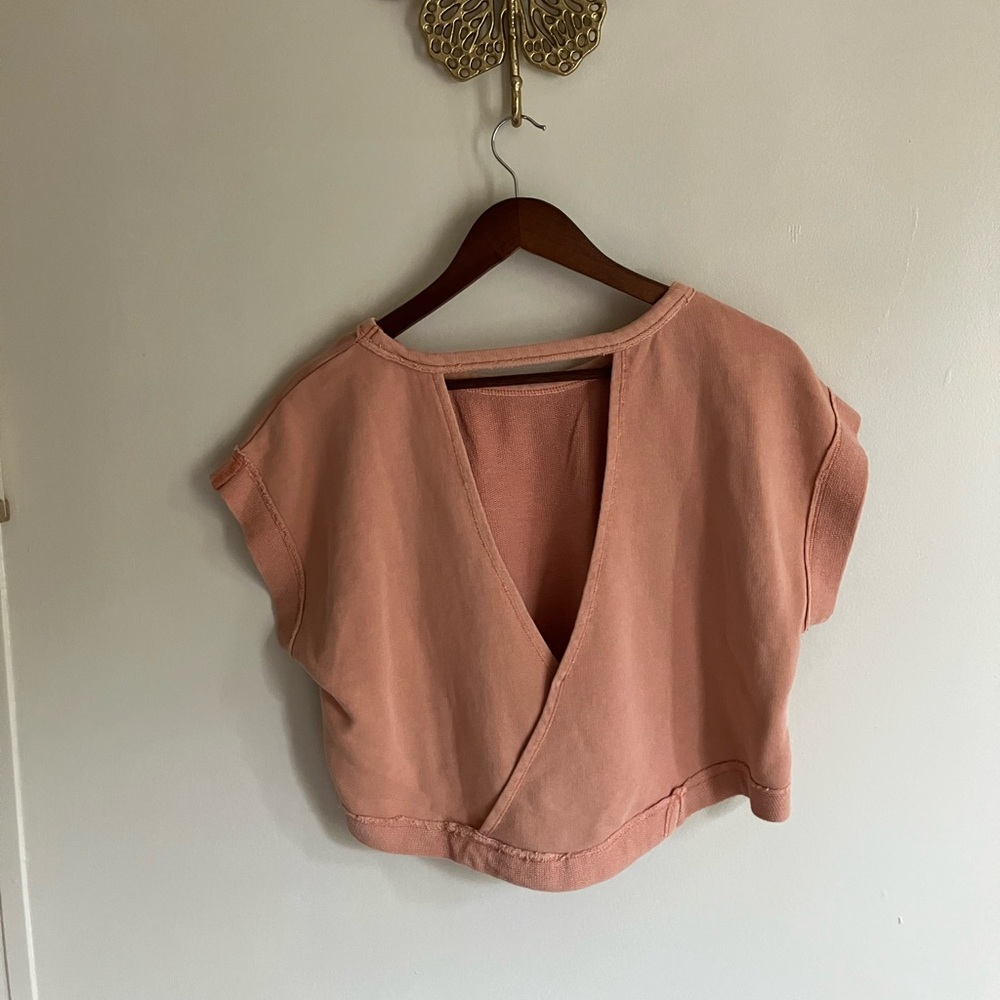 NWTS Anthropologie Daily Practice Yoga Cropped Sweater Pink Rose - Picture 3 of 4